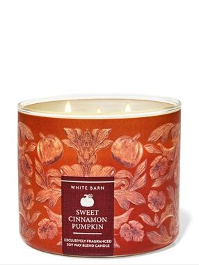 โจ๏ธWhite Barn Sweet Cinnamon Pumpkin 3-Wick Candle โ Burnt Orange & Creamโจ๏ธ